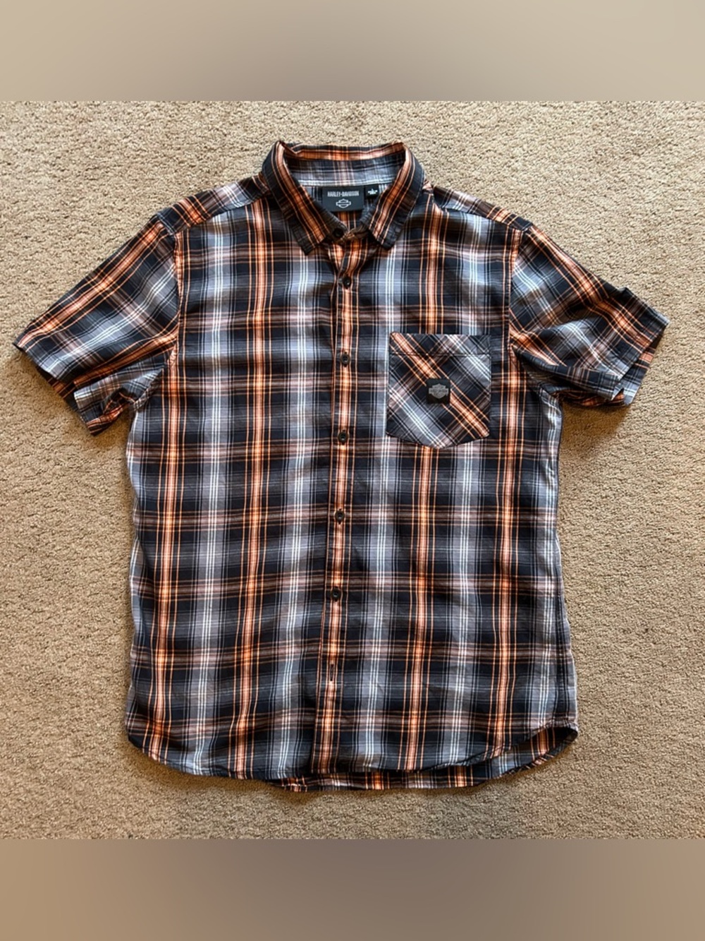Harley Davidson Shirt Button Up Size Large Plaid NICE!!!